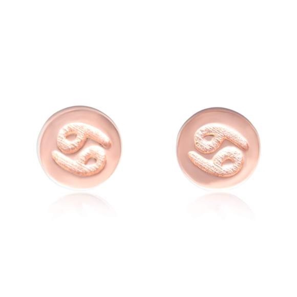Sterling Silver CANCER Earrings Rose Gold Plated - Picture 2 of 5